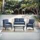 Unbranded New Hyacinth Gray 4-Piece Wicker Patio Outdoor Conversation Seating Set with a Coffee Table and Denim Blue Cushions NGNDS300