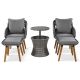FIROMO 5-Piece Rope Outdoor Conversation Sets, Rope Weaving Chairs, Ottomans and Wicker Cool Bar Table with Gray Cushions J-HKTZ11