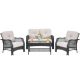 Kadehome 4-Piece Rattan Patio Conversation Set with Beige Cushions MO-NP10087WL-BE
