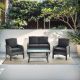Unbranded New Hyacinth Gray 4-Piece Wicker Patio Outdoor Conversation Seating Set with a Coffee Table and Black Cushions NGNDS100