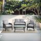 Unbranded New Hyacinth Gray 4-Piece Wicker Patio Outdoor Conversation Seating Set with a Coffee Table and Gray Cushions NGNDS400