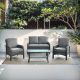 Unbranded New Hyacinth Gray 4-Piece Wicker Patio Outdoor Conversation Seating Set with a Coffee Table and Dark Gray Cushions NGNDS200