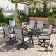 Unbranded Light Gray Iron Metal 6-Person Outdoor Dining Set With 30 in. x 53 in. Rectangular Table, Number of 7 Pieces. VQHWZYQH-7-MVQ