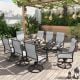 Unbranded Light Gray Iron Metal 8-Person Outdoor Dining Set With 30 in. x 53 in. Rectangular Table, Number of 9 Pieces. VQHWZYQH-9-MVQ