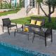 Kadehome Black 4-Piece Metal Patio Conversation Seating Set MO-NP10474DK