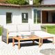 Kadehome 3-Piece Acacia Wood Patio Conversation Set with White Cushions MO-HW63869WH