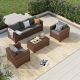ELPOSUN 5-Seat 4-Piece Rattan Wicker Outdoor Patio Conversation Sectional Deep Seating Sofa Set with Gray Cushions, Storage Box HDNBCS016GRFS-AACD-KB