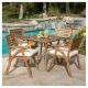 Harper & Bright Designs Teak Finish 5-Piece 100% Solid Wood Square Outdoor Dining Set with Beige Cushions N773HW037