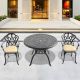 Zeus & Ruta 3 Piece Cast Aluminum Round Outdoor Dining Set, Patio Furniture with in Random Colors Cushions HWD-706