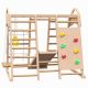 YOFE 7-in-1 Pine Indoor Jungle Gym Playset for Kids 2-6 with Slide, Climbing Wall, Rope Wall Climber, Monkey Bars, Swing 2CXX1vW2644P233326vD6CD-PlaySet01