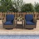INMITOM 3-Piece Patio Wicker Conversation Set with Blue Cushions and Side Table HD1-A-FTX-BF-Z2