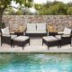 Kadehome 7-Piece Wicker Patio Conversation Set with Off White Cushions MO-HW70450