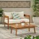 Harper & Bright Designs Teak 2-Piece Wood Outdoor Patio Conversation Set with Beige Cushions and Rectangle Coffee Table N770HW004BGE
