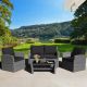 Kadehome 4-Piece Wicker Patio Conversation Set with Black Cushions MO-HW67841ADK