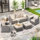 Unbranded Gray Wicker 5-Person Outdoor Seating Group With Beige Cushions (1-3-Seat Sofa, 2-Single Sofa, 2-Ottomans) VQ060MS-5-MVQ