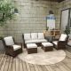 Unbranded 5-Pieces Wicker Patio Conversation Set, Outdoor Sectional Furniture Set with Off White Cushion, for Lawn Garden Backyard LV-728
