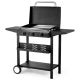 Karl home 3-Burner Propane Outdoor Griddle Grill in Black with Hood and Side Shelf K1G57001003