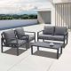 Unbranded 4-piece Aluminum Outdoor Patio Conversation Set with Tempered Glass Coffee Table with Gray Cushion ZN-2379