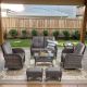 Opohoro Brown 7-Piece Wicker Patio Conversation Set with Swivel Rockers, Outdoor Loveseat Seating Set with Gray Cushions PC-7PLVCRSs-3