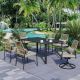 Anmutig 7-Piece Metal Outdoor Dining Set with Gray Cushion THE42-2S4D