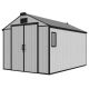 Unbranded 8 ft. W x 12 ft. D Outdoor Resin Plastic Storage Shed with Floor for Garden Patio Furniture and Tools, Gray (96 sq. ft.) XWSS325-3