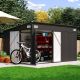 Sizzim Black 12 ft. W x 8 ft. D Outdoor Lean to Storage Metal Shed with 3 Lockable Doors, Air Vents for Patio (96 sq. ft. ) MBP-G37004BK04