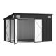 Sizzim Black 10 ft. W x 8 ft. D Outdoor Lean to Storage Metal Shed with 3 Lockable Doors, Air Vents for Garden (80 sq. ft. ) MBP-G37004BK03