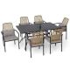 Anmutig 7-Piece Metal Outdoor Dining Set with Gray Cushion and Pillow THE28-6D