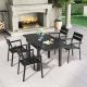 Pellebant 5-Piece Metal Aluminum Rectangular Outdoor Dining Set with Adjustable Expandable Table in Black PB-DC5038GRY-5