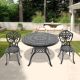 Justincity 3-Piece Aluminum Outdoor Dining Set, Black Patio Dining Furniture Set with Umbrella Hole 073SA10-428D