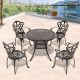 Sudzendf 5-Piece Metal Outdoor Dining Set with Random Color Cushion, Include 4-Chairs and 35.43 in. Round Table KIKIO206110