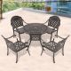 Sudzendf 5-Piece Metal Outdoor Dining Set with Random Color Cushion, Include 4-Chairs and 35.43 in. Round Table KIKIO206111