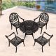 Sudzendf 5-Piece Metal Outdoor Dining Set with Random Color Cushion, Include 4-Chairs and 35.43 in. Round Table KIKIO206112