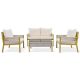 Unbranded K&K Mustard Yellow 4-Piece Rope Patio Conversation Set with Thick Beige Cushion ZN-2411