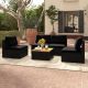Kadehome 5-Piece Outdoor Metal Patio Conversation Set with Solid Tabletop and Black Cushions MO-HW73007DK