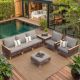 Unbranded 7-Piece Patio Furniture Set, Wicker Patio Conversation Set with Gray Removable Washable Cushions Outdoor795-13