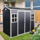 Unbranded 8 ft x 4 ft resin outdoor storage shed tool shed, covered area 32 sq. ft. with floor & windows and lockable door, black DN-W540S00046