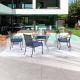 TOP SPACE 5-Piece Outdoor Patio Square Metal Dining Set Chairs Table Sets wtih Blue Cushion TP12019-20279-B