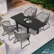 Pellebant 5-Piece Aluminum Outdoor Dining Set, Expandable Rectangle 63 in. Table and Steel Rattan Chairs with Gray Cushion PB-DC5058GRY-5