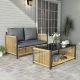 FIROMO Wicker Rattan 2-Seat 2-Piece Outdoor Sofa Set with Gray Cushions and Open Storage Space, for Patio Garden Outdoor J-HKTZ13