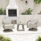 EGEIROSLIFE NovaRest 3-Piece Aluminum Patio Conversation Set with Swivel Chairs and Gray Cushions SF3-GG-J2-HD4