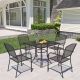 Boyel Living Black 5-Piece Metal Outdoor Patio Dining Set with Square Table with 1.9 in. Umbrella Hole and Dining Chair BL-07SL4C1TSQBL