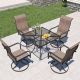 Boyel Living Black 5-Piece Metal Outdoor Patio Dining Set with Square Table with 1.9 in. Umbrella Hole and Swivel Chairs BL-7SL4ZY1STBL