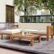 Zeus & Ruta 5-Piece Solid Wood Patio Conversation Set with Beige Cushions FA8-590