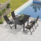 Crestlive Products Black 5-Piece Metal Outdoor Dining Set with 63 in. Extension Table and Foldable Chairs CL-DC5078BLK-5