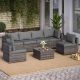 LAUSAINT HOME 7-Piece Gray Wicker Patio Conversation Set with Gray Cushions FTSS041-7PC-GR2