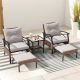 Gymax 50-pieces Wicker Patio Conversation Set Rattan Chairs w/ 2-Tier Tempered Glass Side Table GYM14205