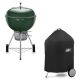 Weber Original Kettle Premium 22 in. Charcoal Grill in Green with Grill Cover 3401407