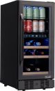 NewAir - 13-Bottle and 48-Can Built-in Dual Zone Beverage Cooler with SplitShelf - Black Stainless Steel