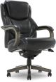 La-Z-Boy - Delano Big & Tall Bonded Leather Executive Chair - Jet Black/Gray Wood